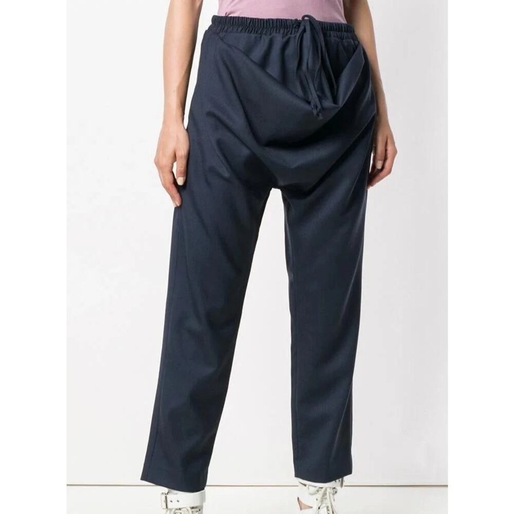 Vivienne Westwood Cropped Drawstring Trousers Blue wool harem pant 46 US 10